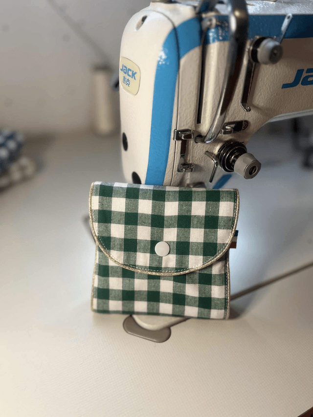 Lingettes réutilisable tissu Vichy, Bambou + pochette de transport