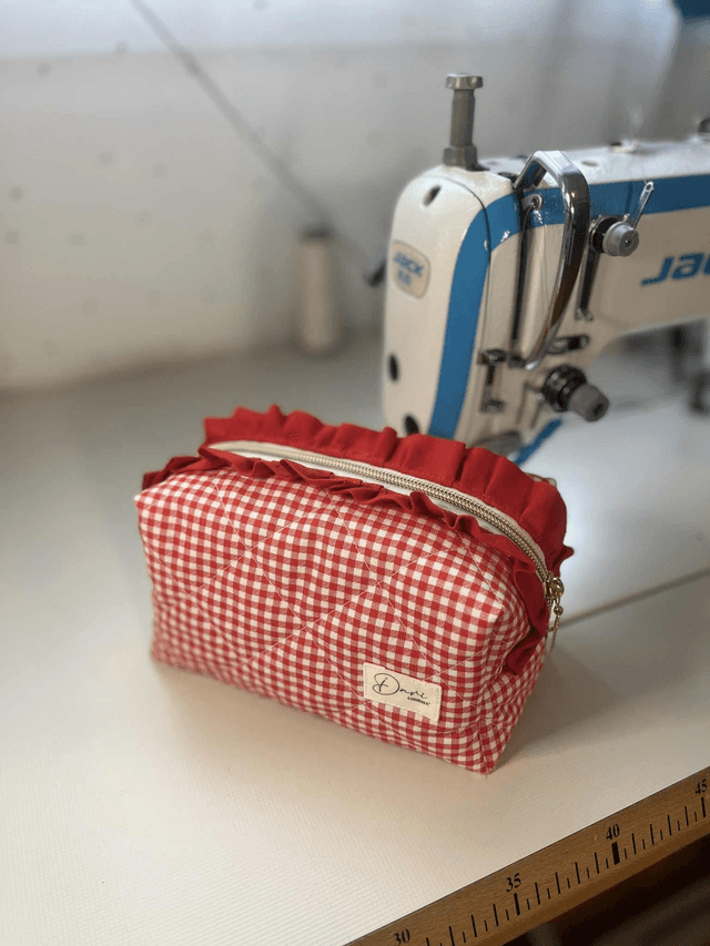 Trousse de toilette matelassé tissu Vichy