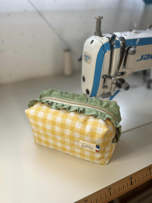 Trousse de toilette matelassé tissu Vichy