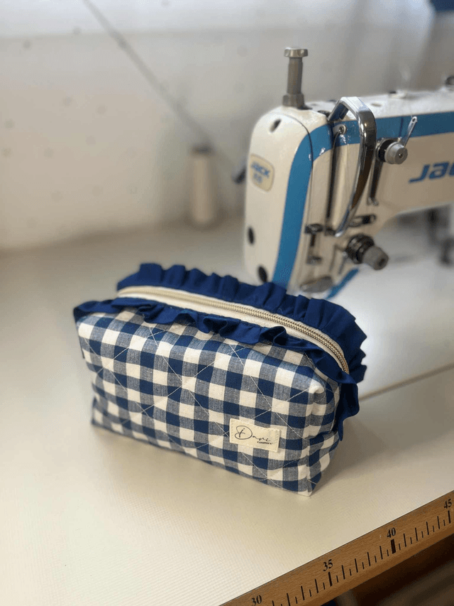 Trousse de toilette matelassé tissu Vichy