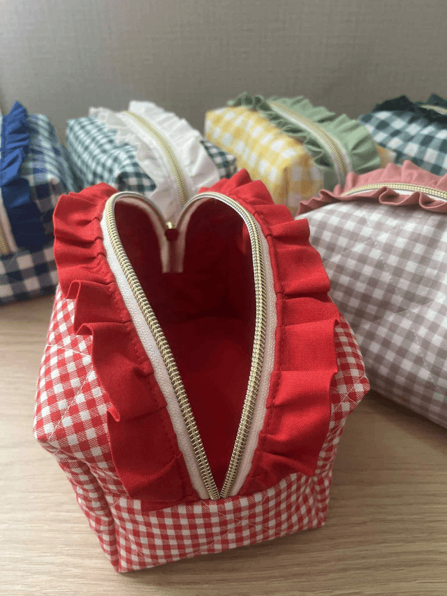 Trousse de toilette matelassé tissu Vichy