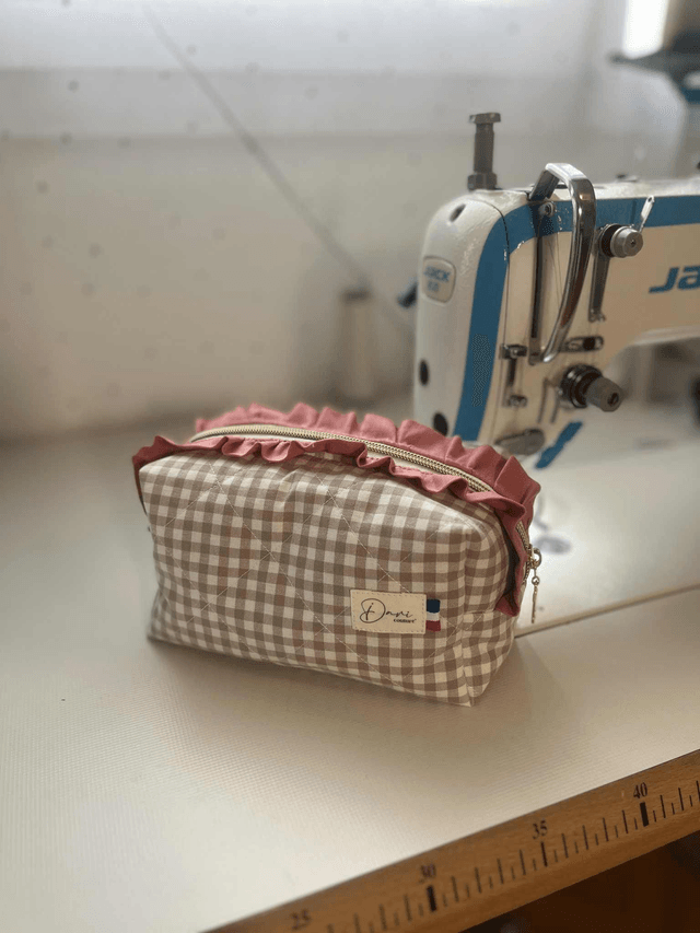 Trousse de toilette matelassé tissu Vichy