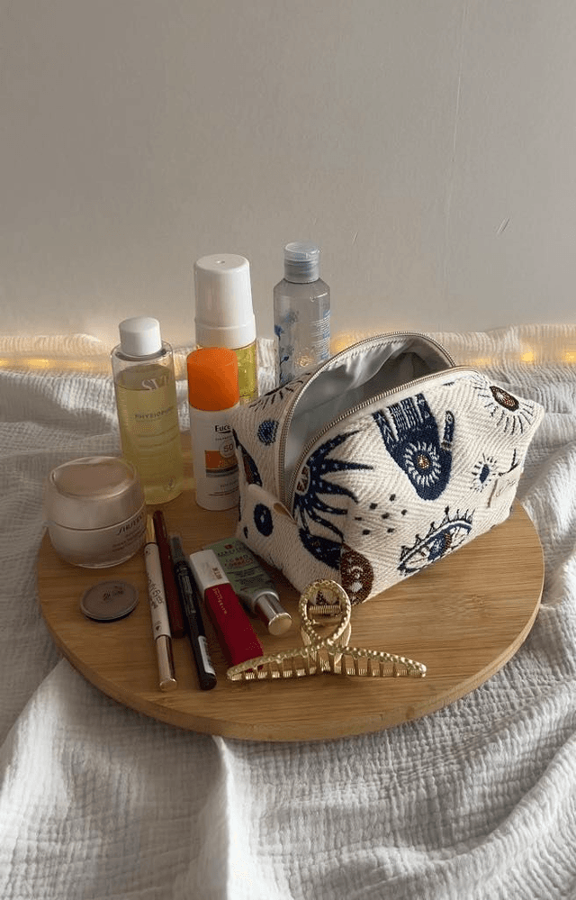 Trousse de toilette en tissu jacquard