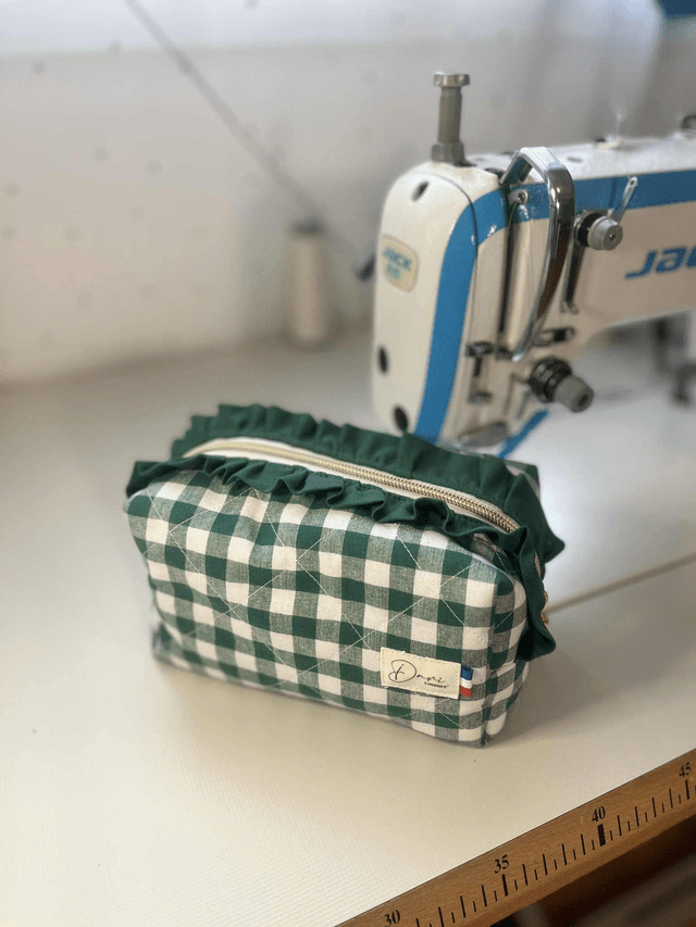 Trousse de toilette matelassé tissu Vichy