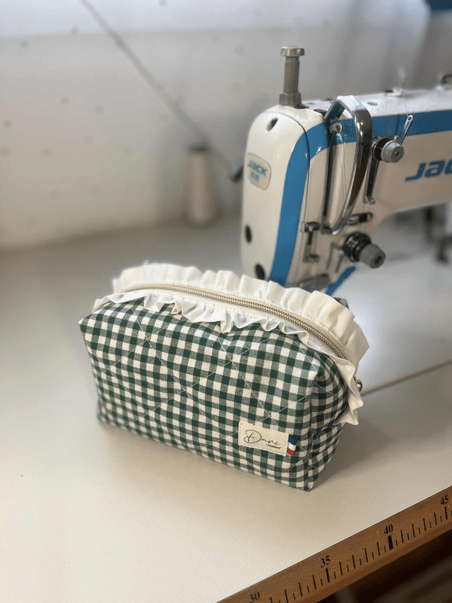 Trousse de toilette matelassé tissu Vichy