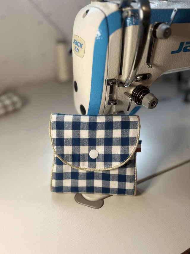Lingettes réutilisable tissu Vichy, Bambou + pochette de transport