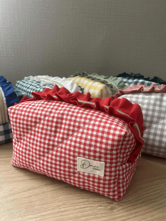 Trousse de toilette matelassé tissu Vichy